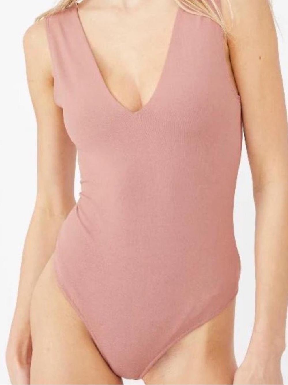 Intimately Free People Keep It Sleek Rose Pink Bodysuit Large
